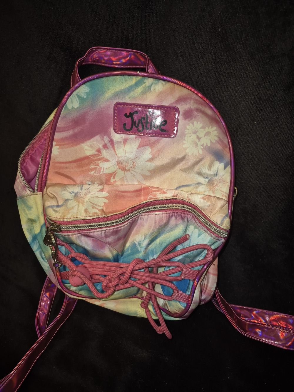 Justice Rainbow Pastel Floral Mini Backpack - Pink Multicolor